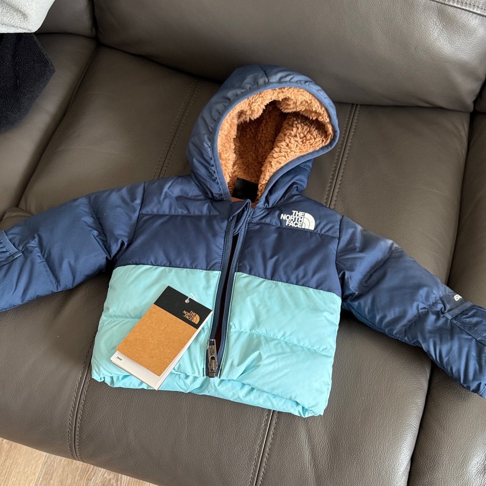 The North Face Navy and Aqua Hooded Jacket